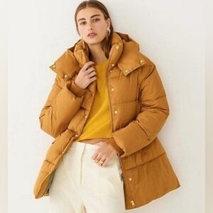 NWOT J. Crew Chateau Puffer Jacket Coat With PrimaLoft Yellow Gold AF012 Medium